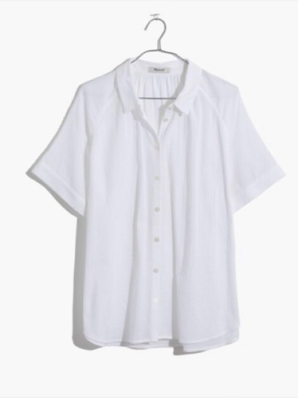 Madewell White cotton Textured Short-Sleeve Button Down Shirt small